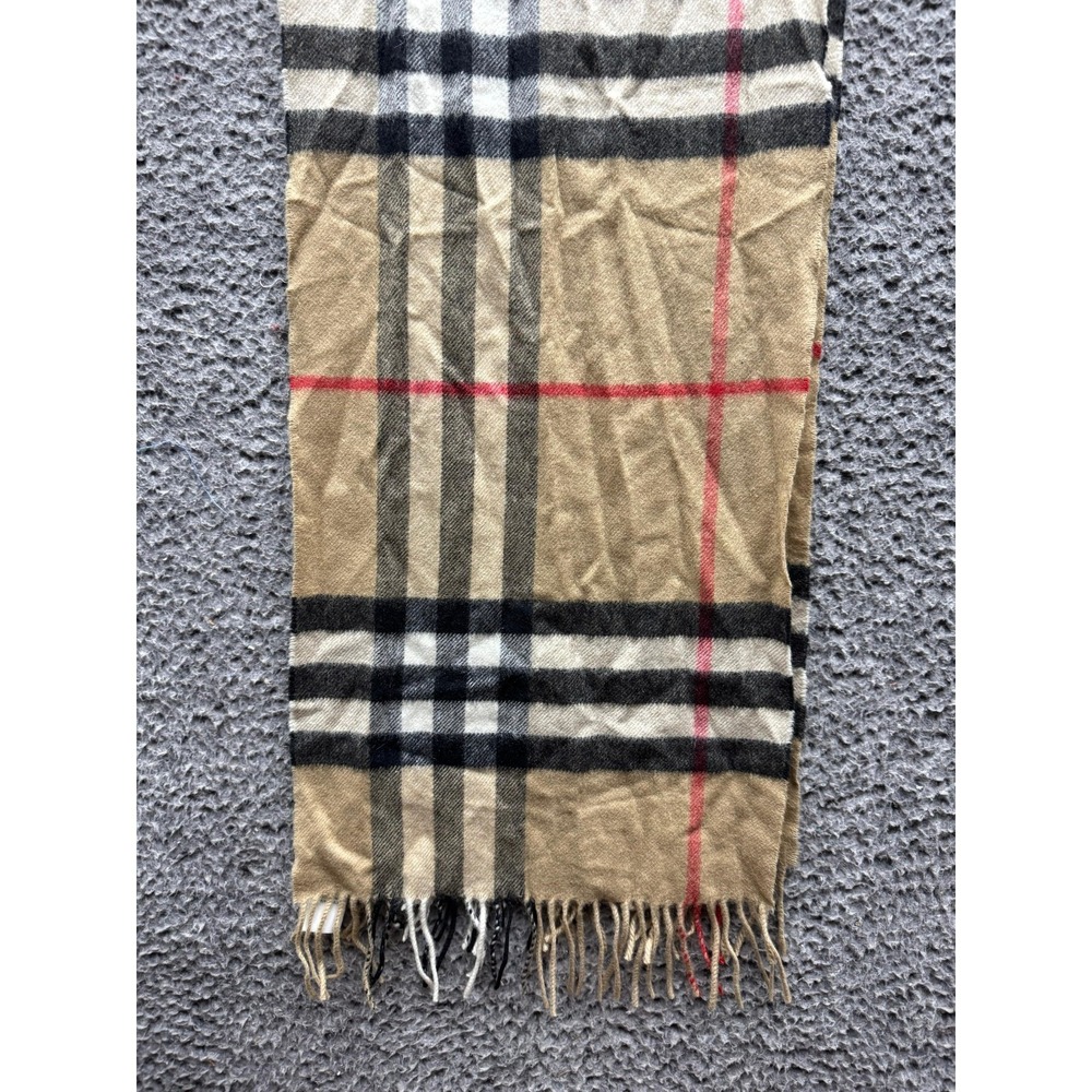 Burberry 100% Cashmere Classic Check Scarf Beige 168‎ x 30 Made In Scotland - Picture 2 of 7
